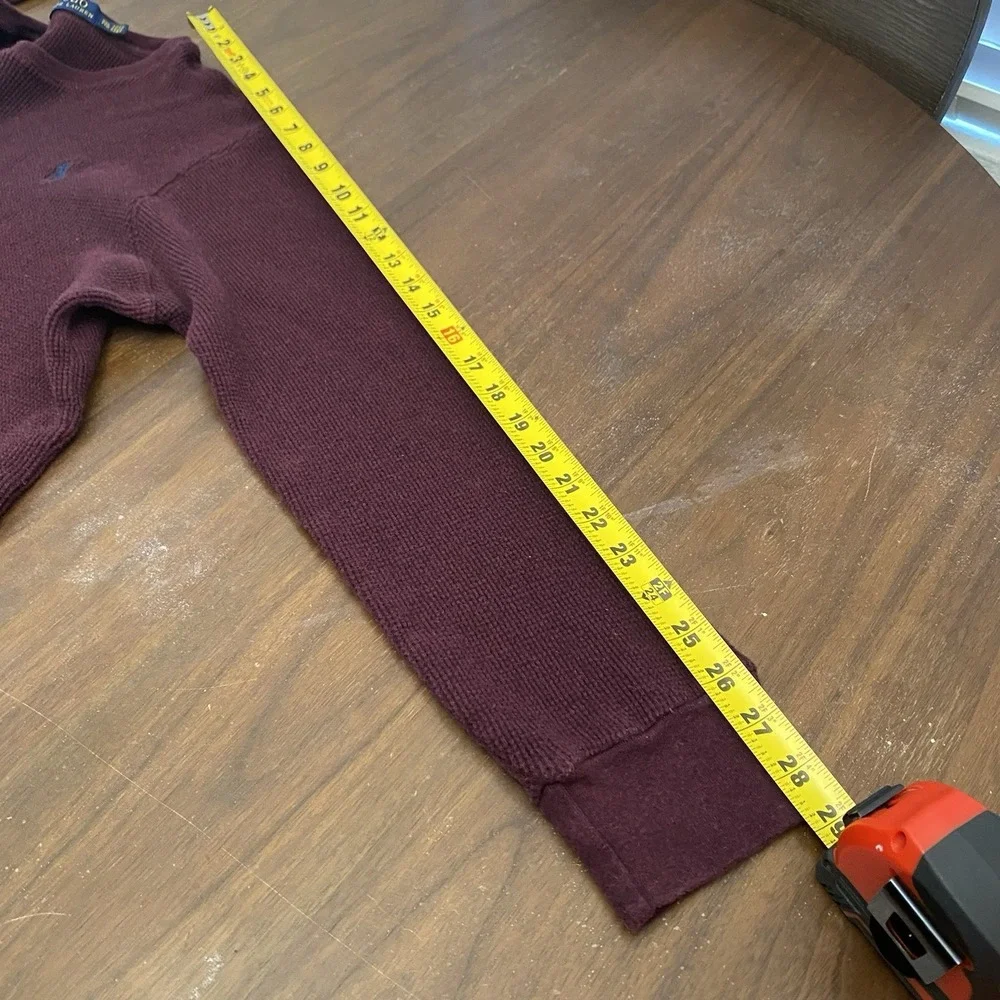 Polo Ralph Lauren Sweater Mens 2XL Burgundy Waffle Knit Crewneck Pullover Pony